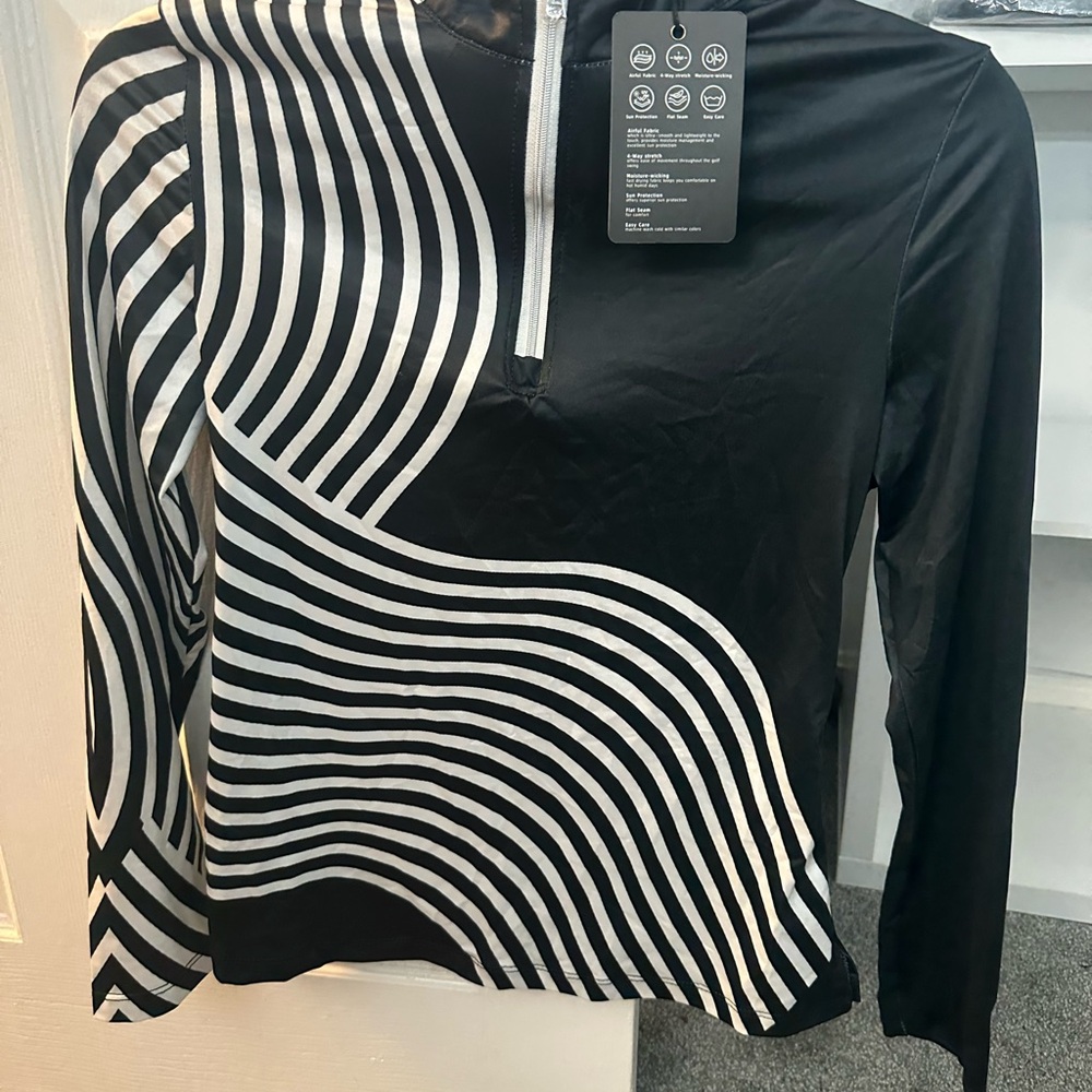 Blue and White Striped Women's Top